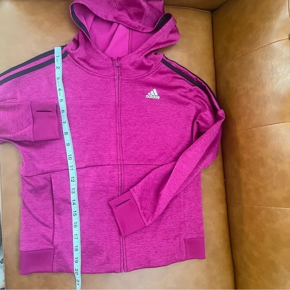 Adidas Youth Girl Sz XL Mauve Pink Plum Full Zip Athletic Hoodie Sweatshirt - Picture 7 of 8